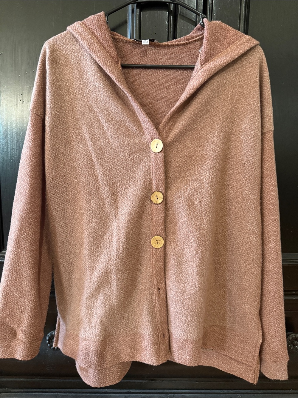 white birch Blush Pink Hooded Button-Front Cardigan - Picture 1 of 2